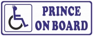 Prince On Board Car Sticker Disability Wheelchair Logo