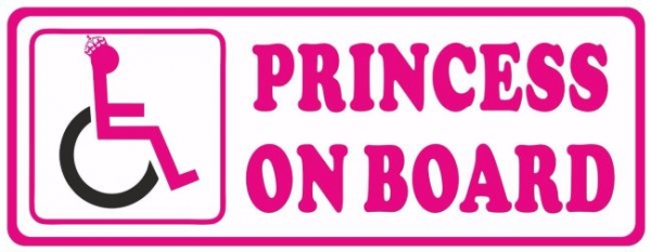 Princess On Board Car Sticker Disability Wheelchair Logo