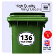 4 x WHEELIE BIN NUMBERS STICKERS - CUSTOM HOUSE / ROAD / STREET NAME A5 148x210