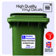 3 x WHEELIE BIN STICKERS - DISABLED PERSONS BIN STICKERS125 X 125 PRINTED